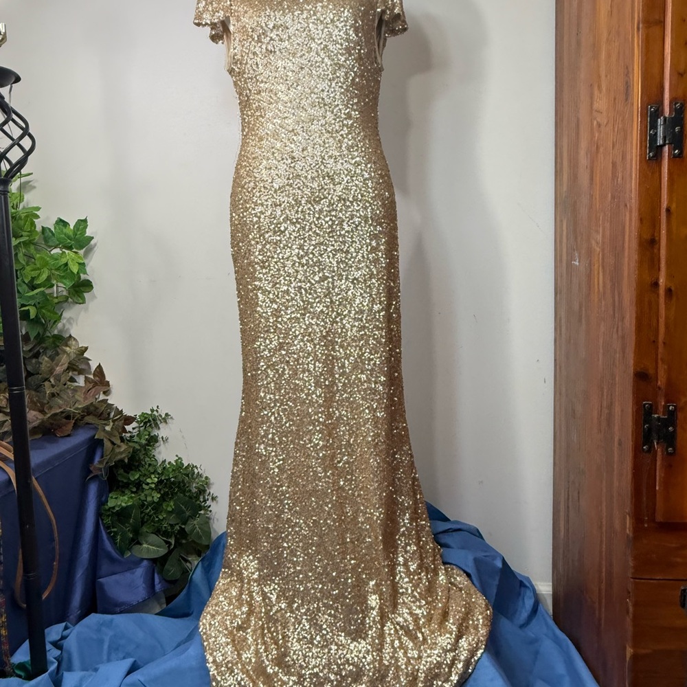 Gold Sequin Evening Gown - Picture 2 of 14